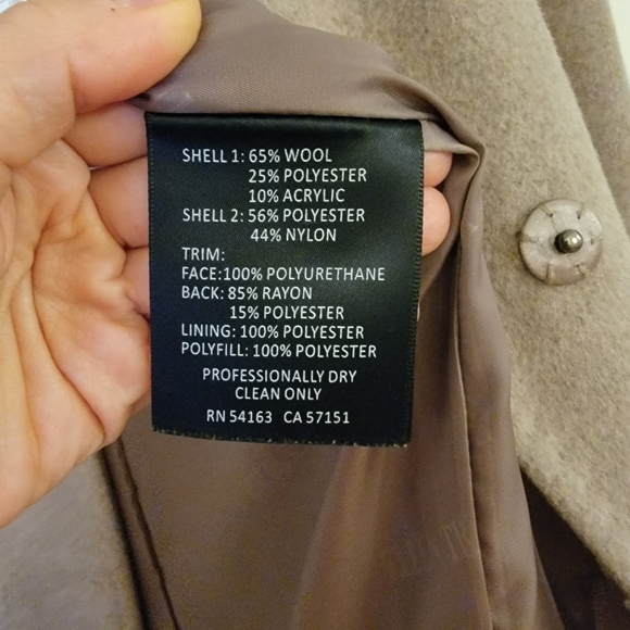 Oyster beige short wool coat - Picture 8 of 8